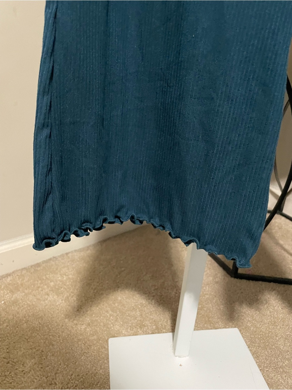 No Boundaries Teal Wide-Leg Ribbed Pants - Picture 4 of 5